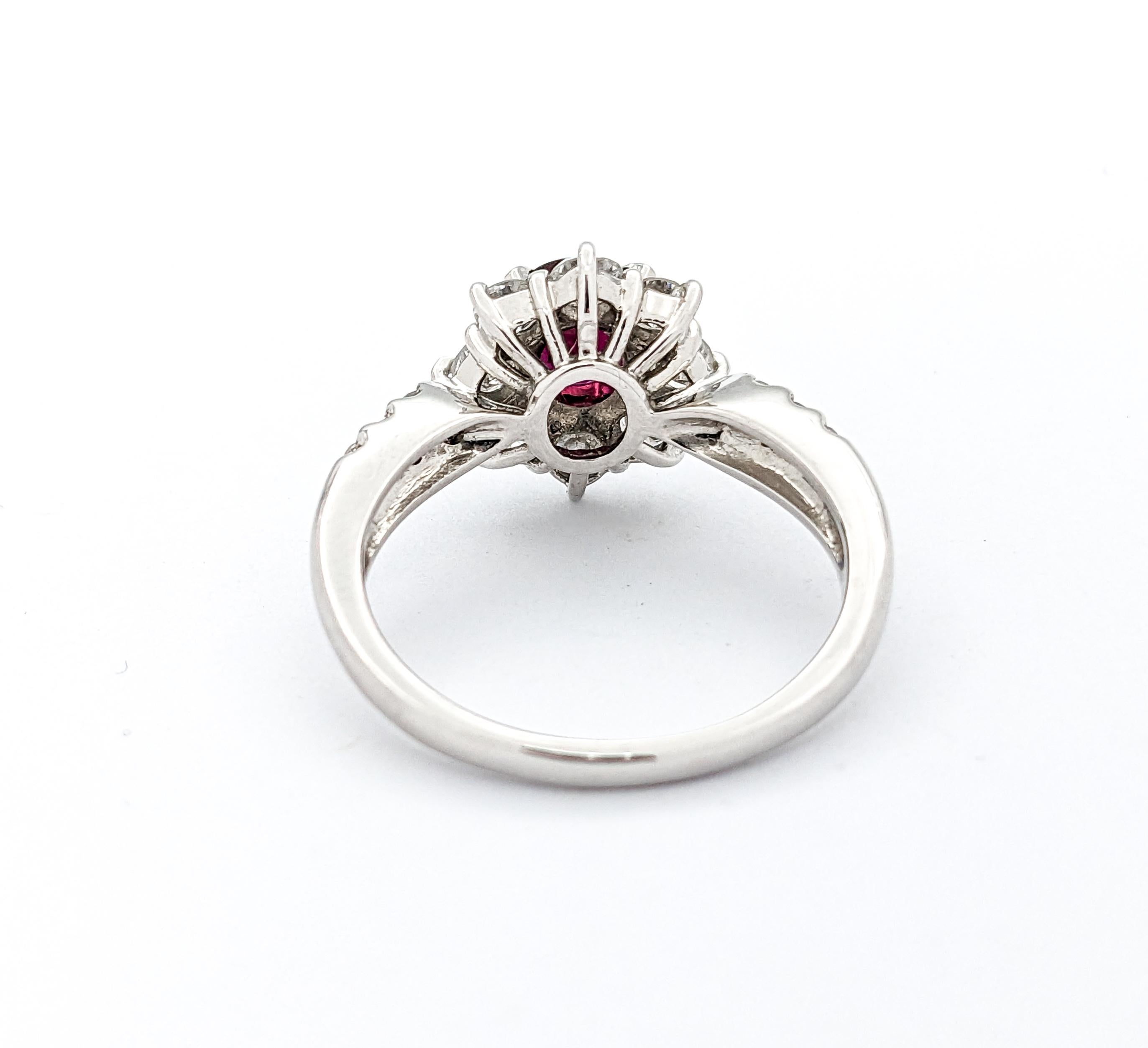 GIA .70ct Ruby & .82ctw Diamond Ring In Platinum For Sale 2