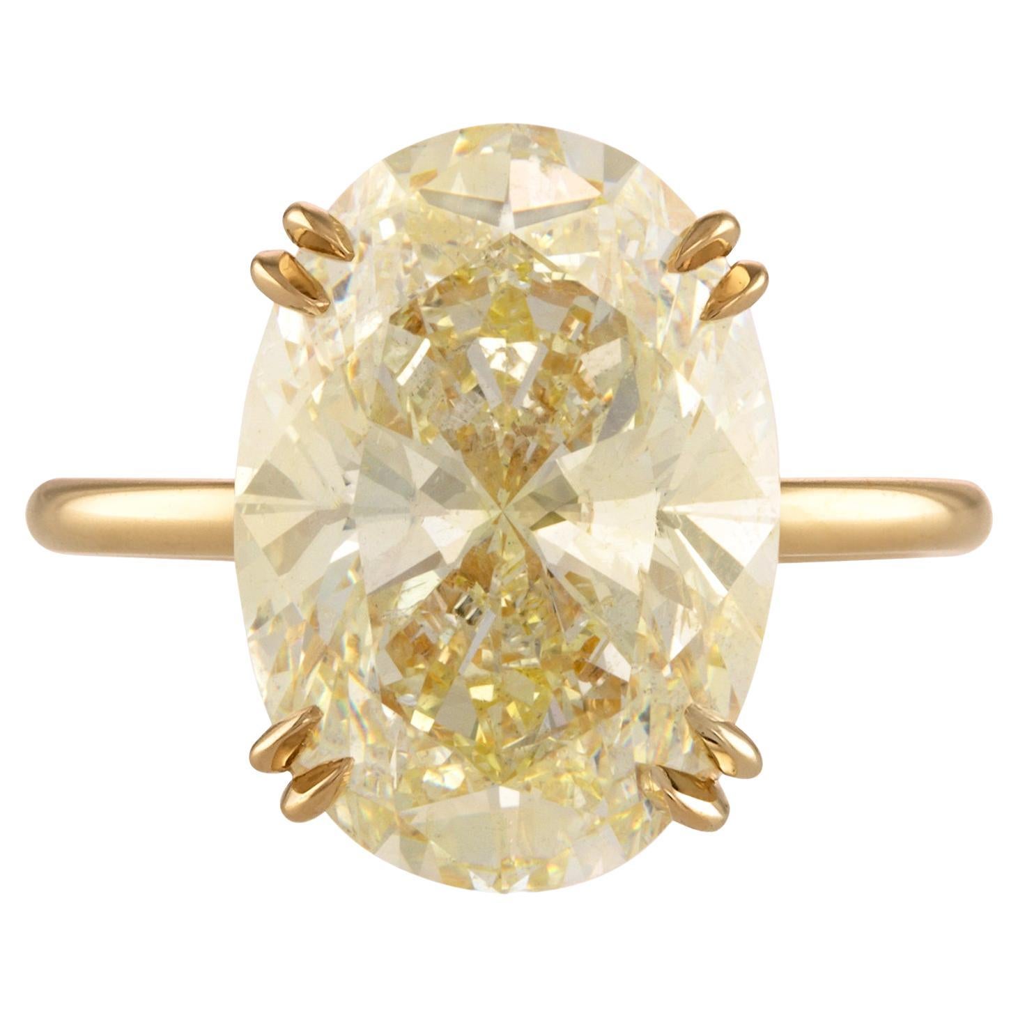 GIA 7.14ctw Canary Estate Oval Diamond Solitaire Engagement  18K Y Gold Ring