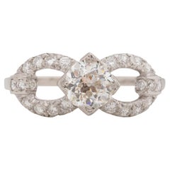 Antique GIA .73 Carat Art Deco Diamond Platinum Engagement Ring