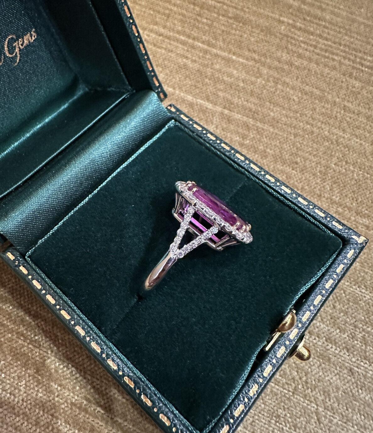 Women's GIA 7.35 Carat Natural Unheated Pink Sapphire and Diamond Ring in Platinum For Sale
