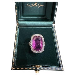 GIA 7,35 Karat natürlicher unerhitzter rosa Saphir und Diamantring aus Platin