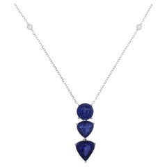 Collier en or blanc avec saphirs et diamants de 7,40 carats certifiés GIA