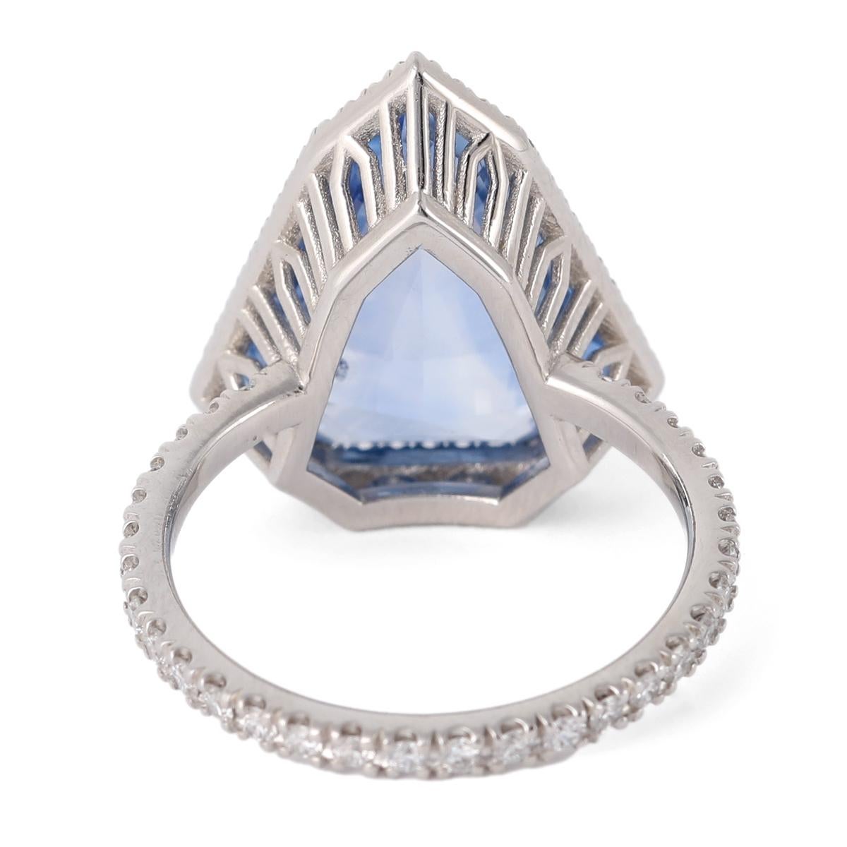 GIA 7.41 Carats Ceylon Sapphire Diamond Platinum Ring 1