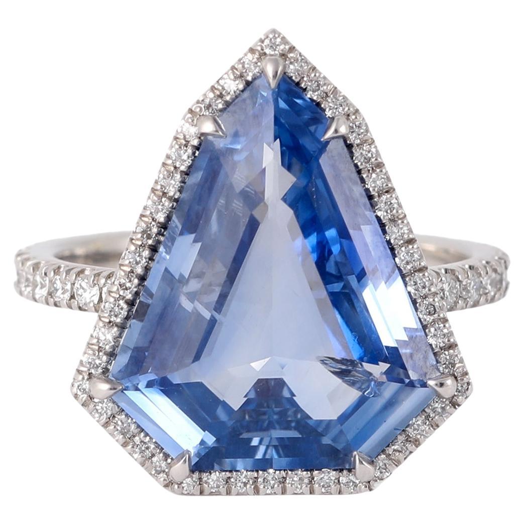 GIA 7.41 Carats Ceylon Sapphire Diamond Platinum Ring