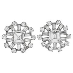 GIA 7,42cttw Diamant Platin-Ohrringe mit Stern-Statement