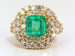 GIA 7,51 Diamanti smeraldo verde brillante Colombia Anello 18 carati*