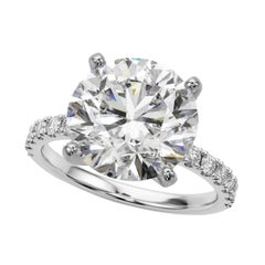 GIA 7,52ct Solitario rotondo con mezza eternità Anello con diamanti in oro bianco 18 carati
