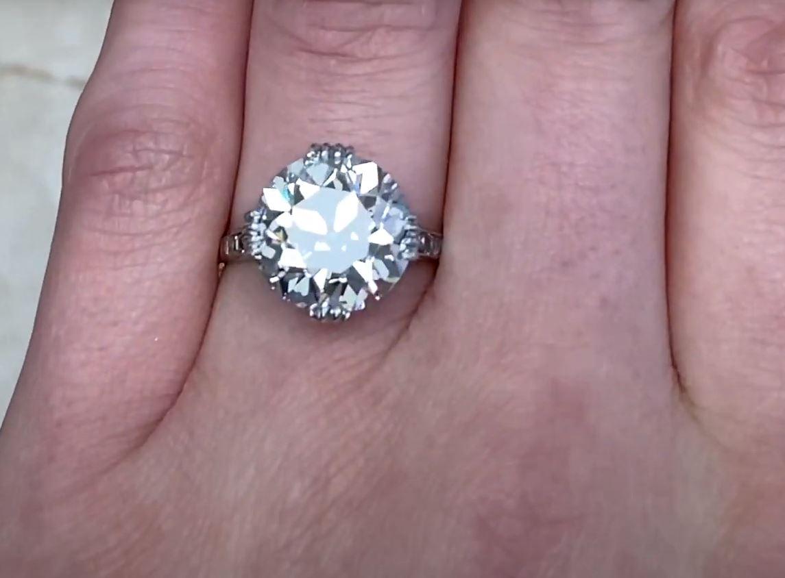 GIA Bague de fiançailles solitaire en diamant de taille européenne ancienne de 7,55ct, platine Excellent état - En vente à New York, NY