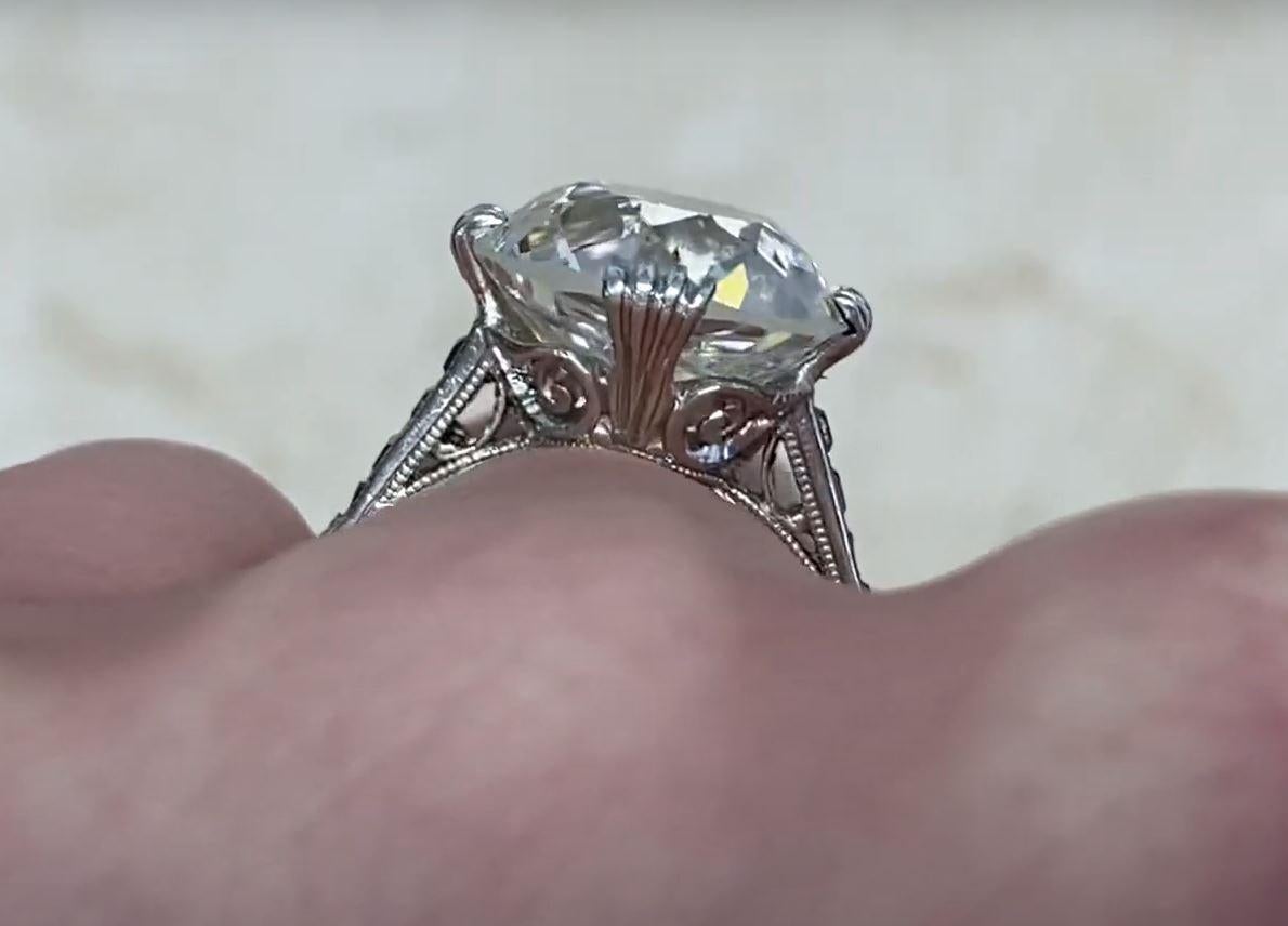 GIA Bague de fiançailles solitaire en diamant de taille européenne ancienne de 7,55ct, platine en vente 2