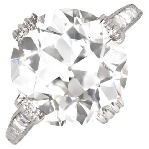 GIA Bague de fiançailles solitaire en diamant de taille européenne ancienne de 7,55ct, platine