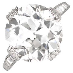 Verlobungsring, Platin, Solitär, GIA 7,55 Karat Diamant im alteuropäischen Schliff, Solitär