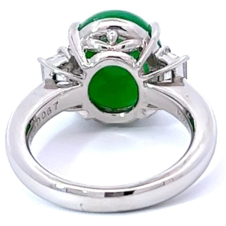 Women's or Men's GIA 7.56 Carat Untreated Jade Diamond Platinum Ring