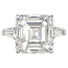 GIA 7.58 Certified Natural Emerald Cut Diamond Ring Flawless Clarity