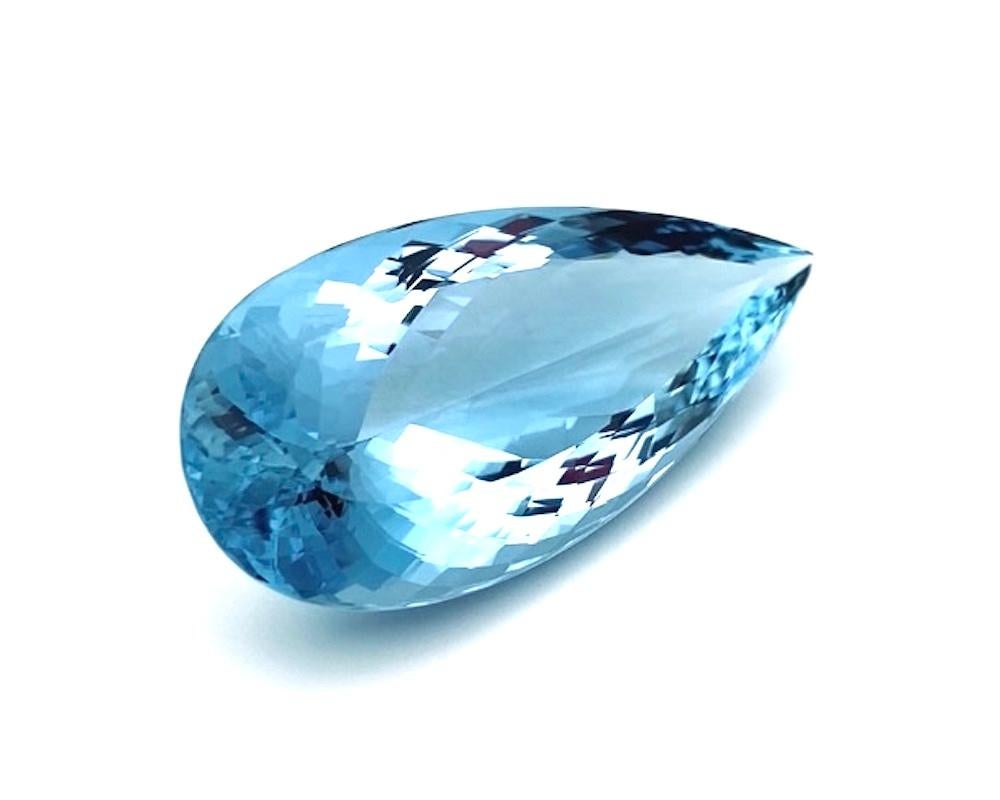 Pear Cut 76.22 Carat Pear Shaped Aquamarine, Loose Gemstone, GIA Certified