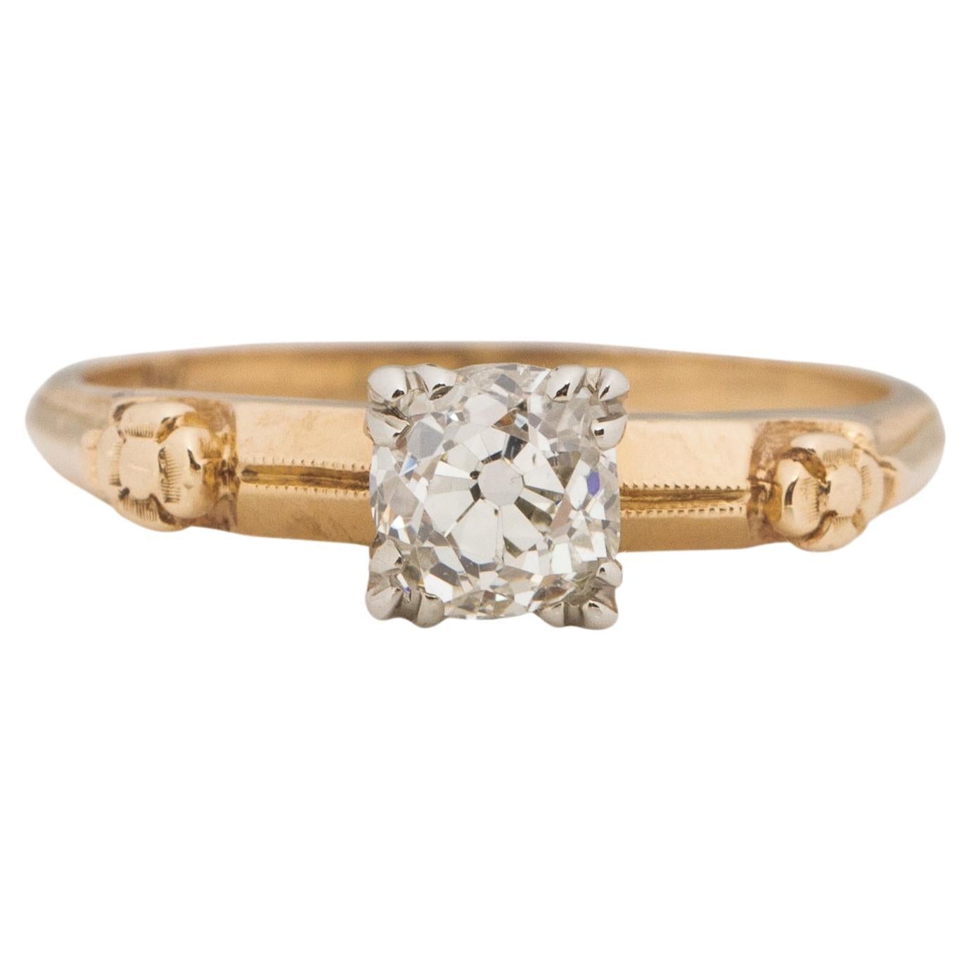GIA .77 Carat Art Deco Diamond Platinum Engagement Ring For Sale