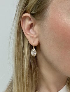 GIA 7.86 Carat Antique Oval Cut Diamond Drop Hoop Earrings