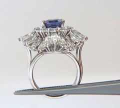 GIA 7.87 Carat Natural No Heat Vivid Purple Sapphire Diamond Ring Platinum*