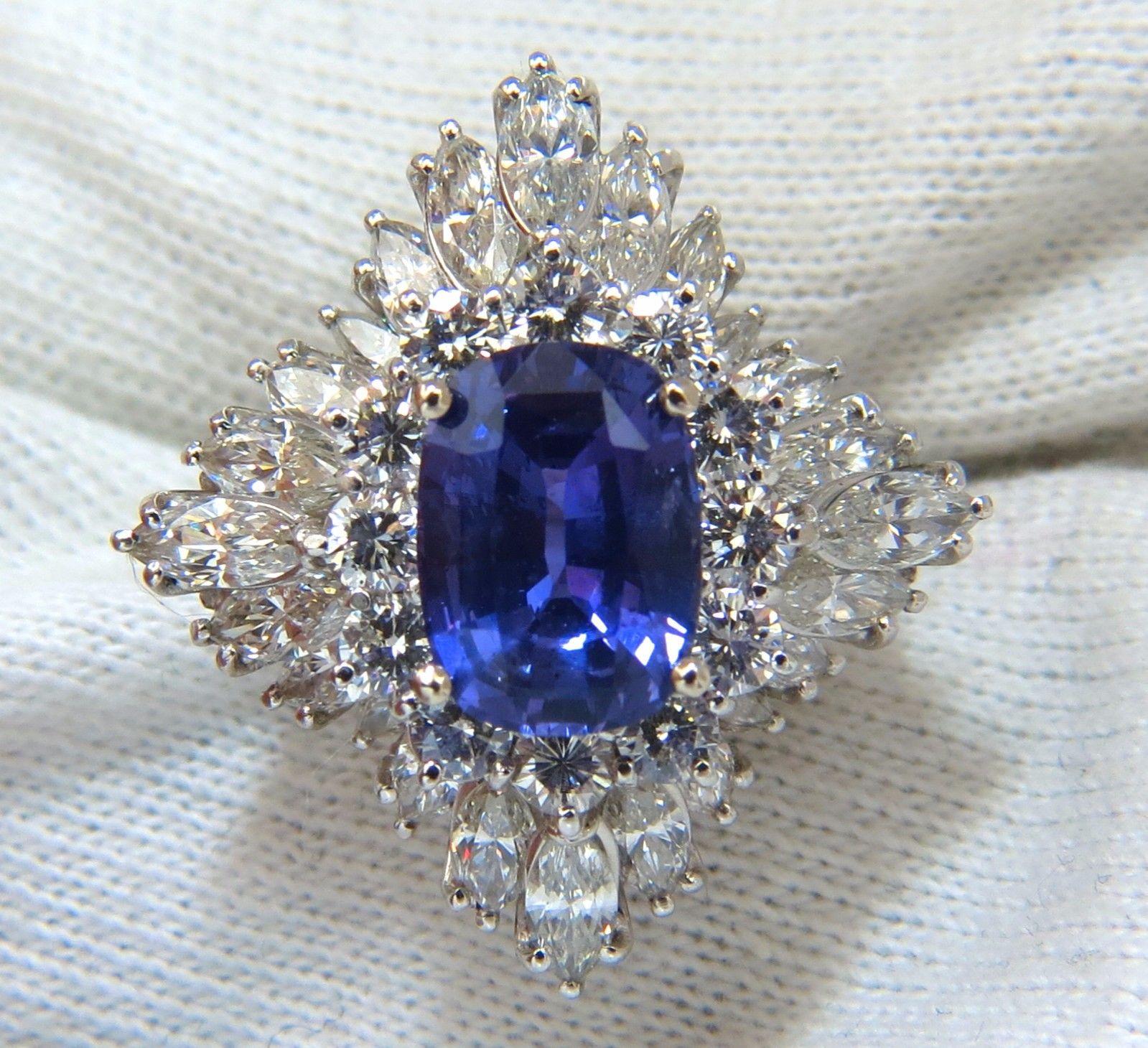 Oval Cut GIA 7.87 Carat Natural No Heat Vivid Purple Sapphire Diamond Ring Platinum For Sale