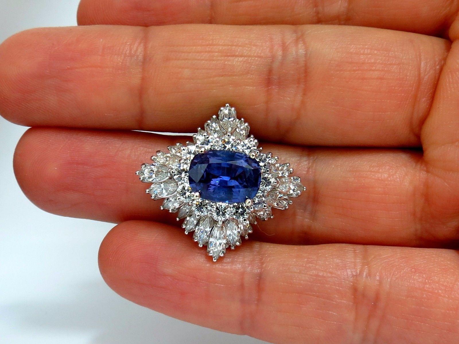 Women's or Men's GIA 7.87 Carat Natural No Heat Vivid Purple Sapphire Diamond Ring Platinum
