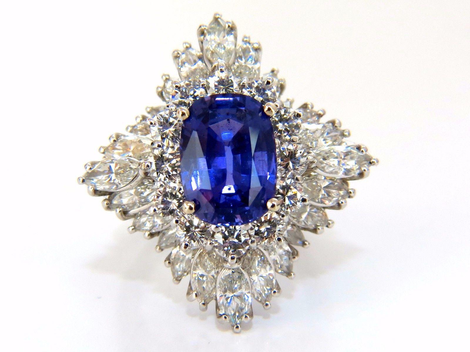 GIA 7.87 Carat Natural No Heat Vivid Purple Sapphire Diamond Ring Platinum For Sale 1