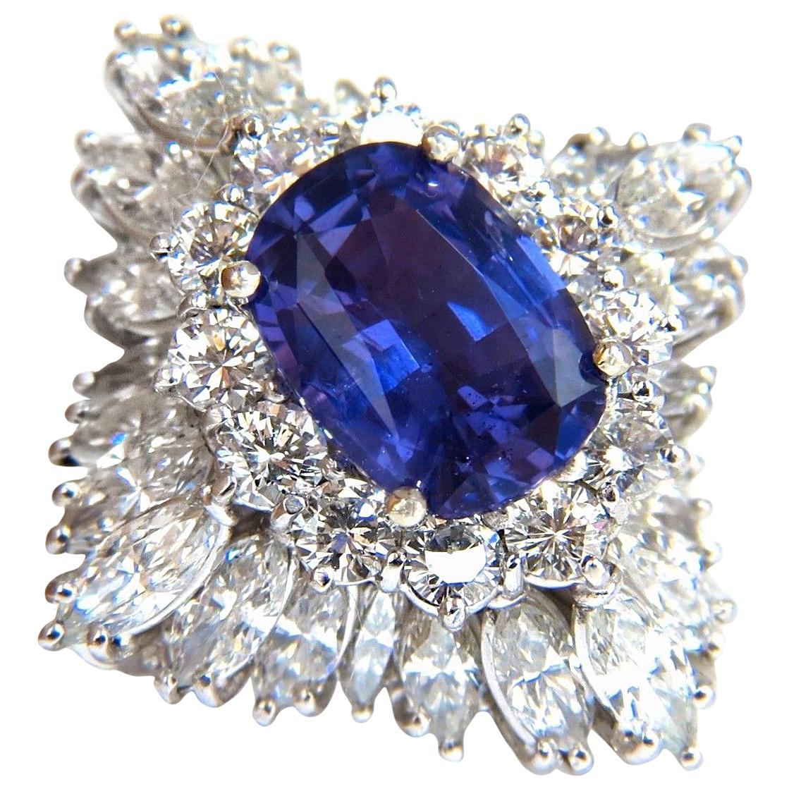 GIA 7.87 Carat Natural No Heat Vivid Purple Sapphire Diamond Ring Platinum