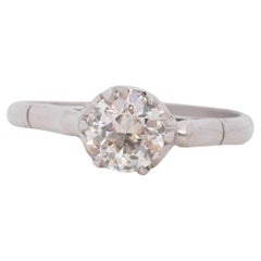 GIA .79 Carat Total Weight Art Deco Diamond Platinum Engagement Ring