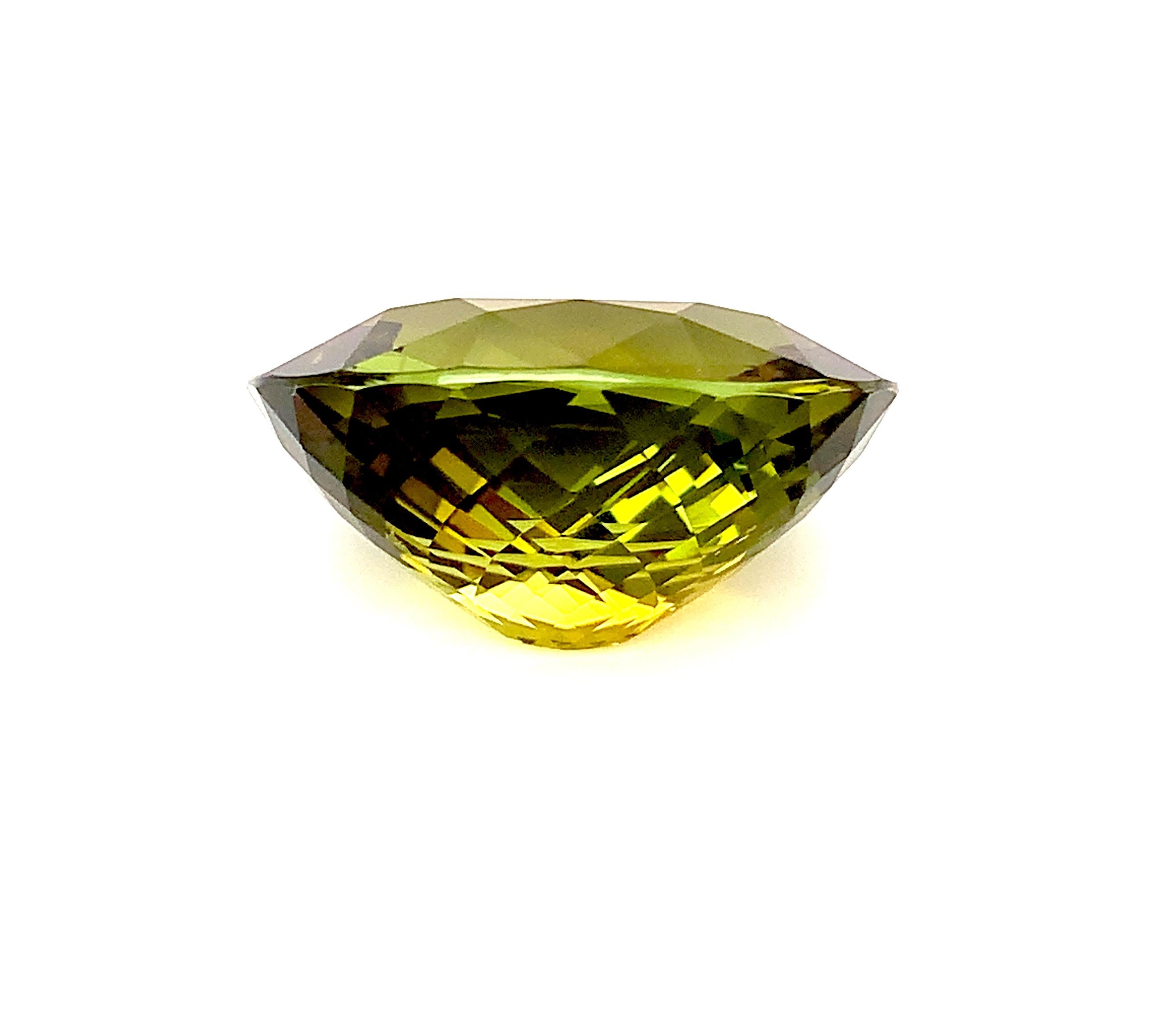  79.78 Carat Golden Olive Tourmaline Oval, Loose Gemstone, GIA Certified ...A For Sale 1