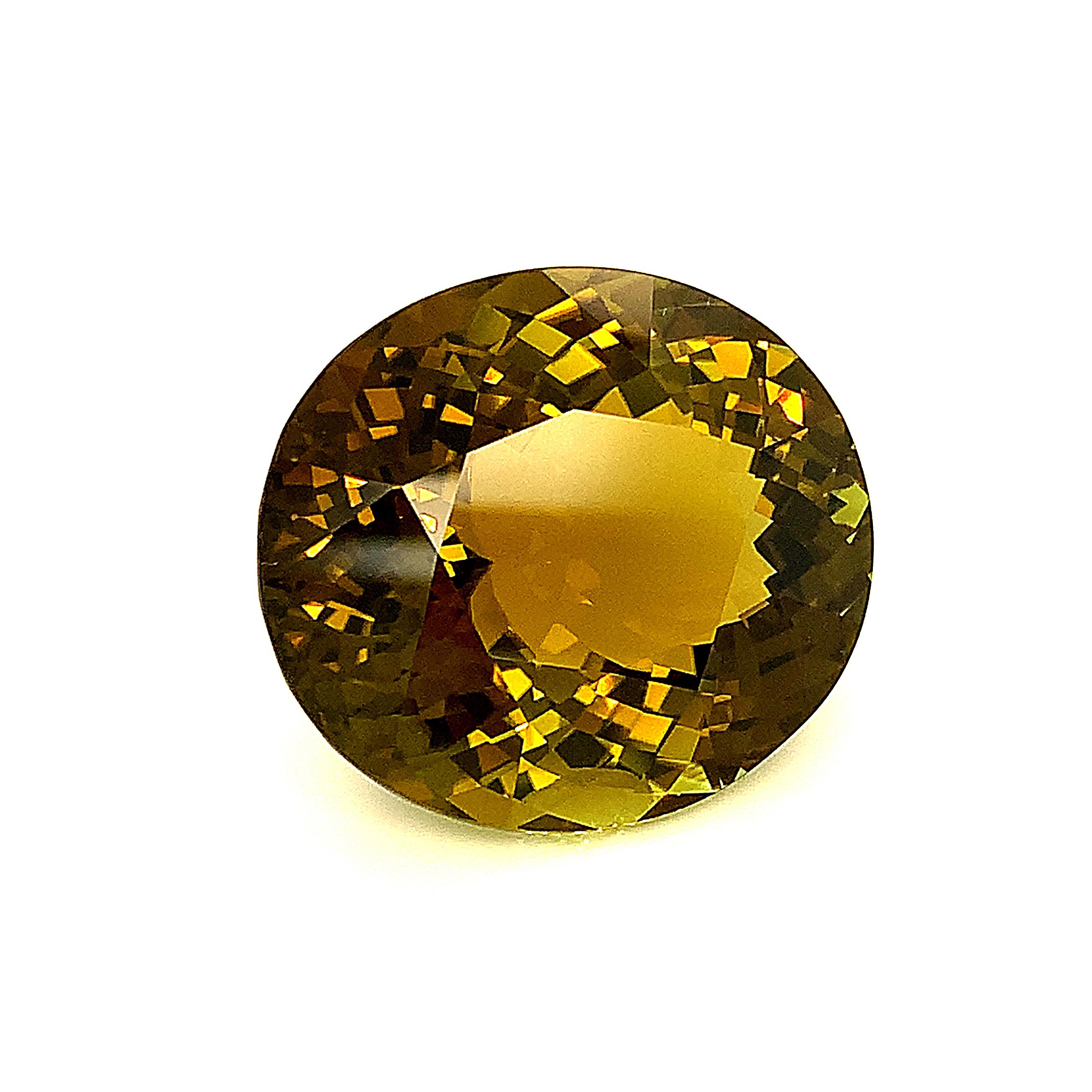 Oval Cut  79.78 Carat Golden Olive Tourmaline Oval, Loose Gemstone, GIA Certified ...A For Sale