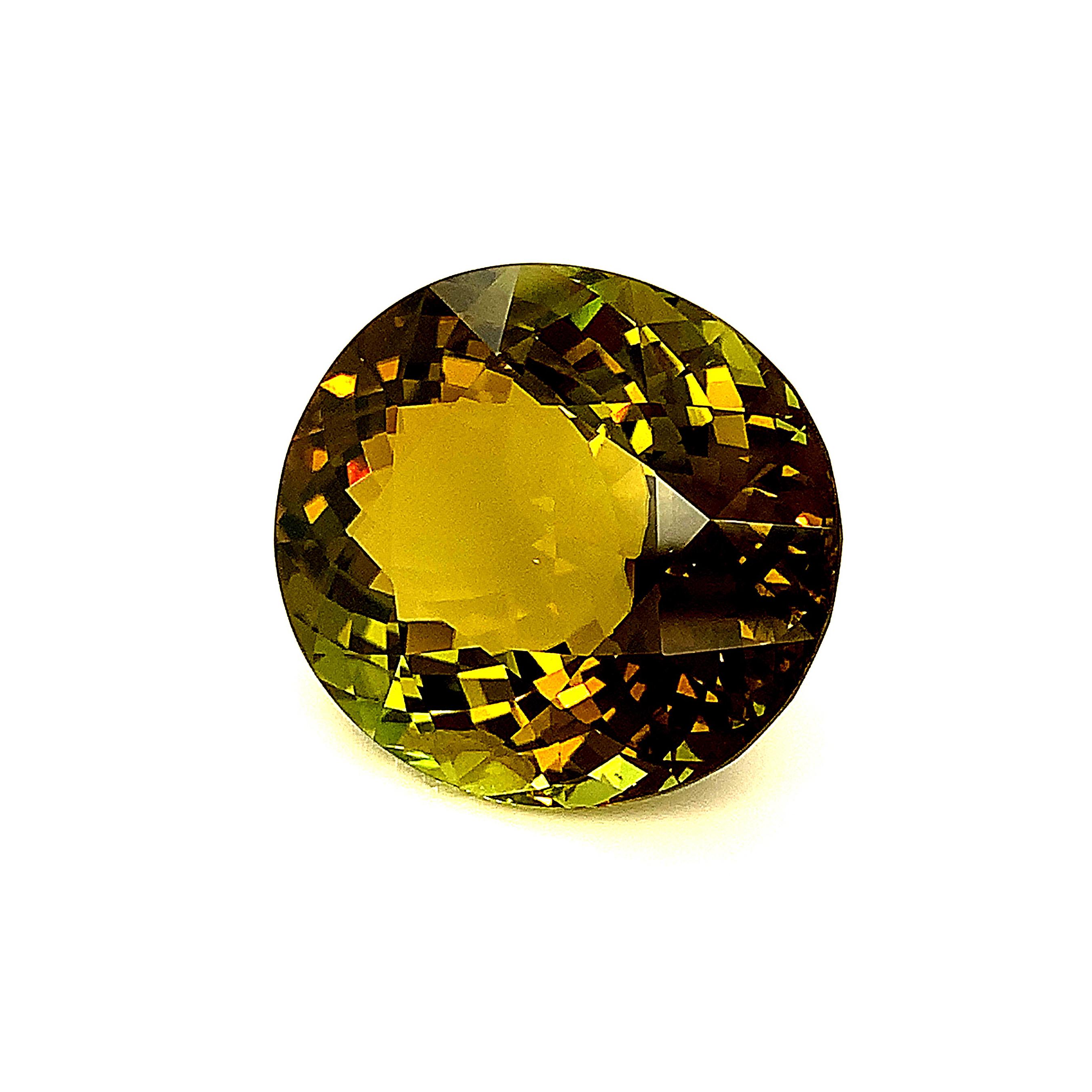  79.78 Carat Golden Olive Tourmaline Oval, Loose Gemstone, GIA Certified ...A In New Condition For Sale In Los Angeles, CA