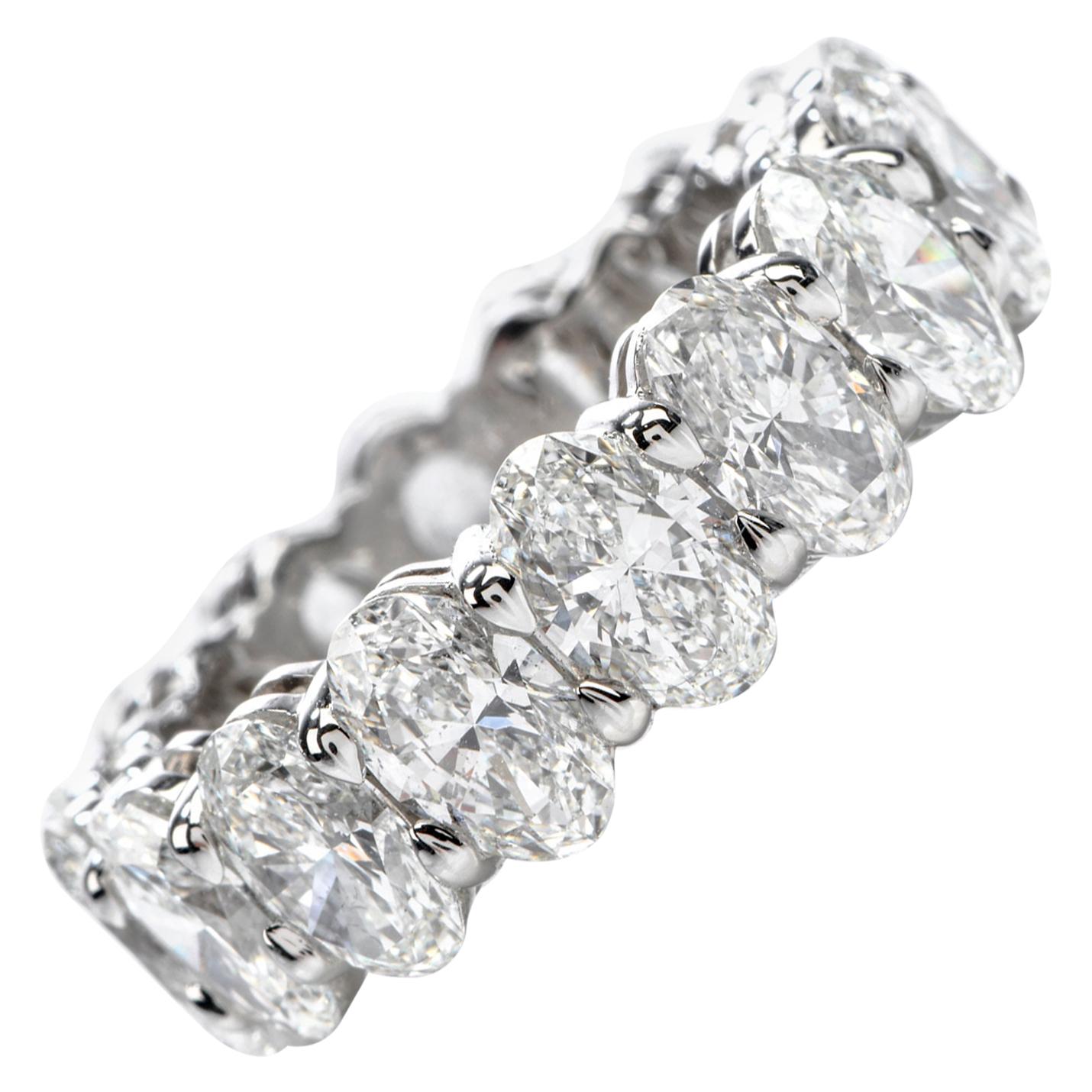 11 Carat Oval Diamond Platinum Eternity Band Ring For Sale at 1stDibs