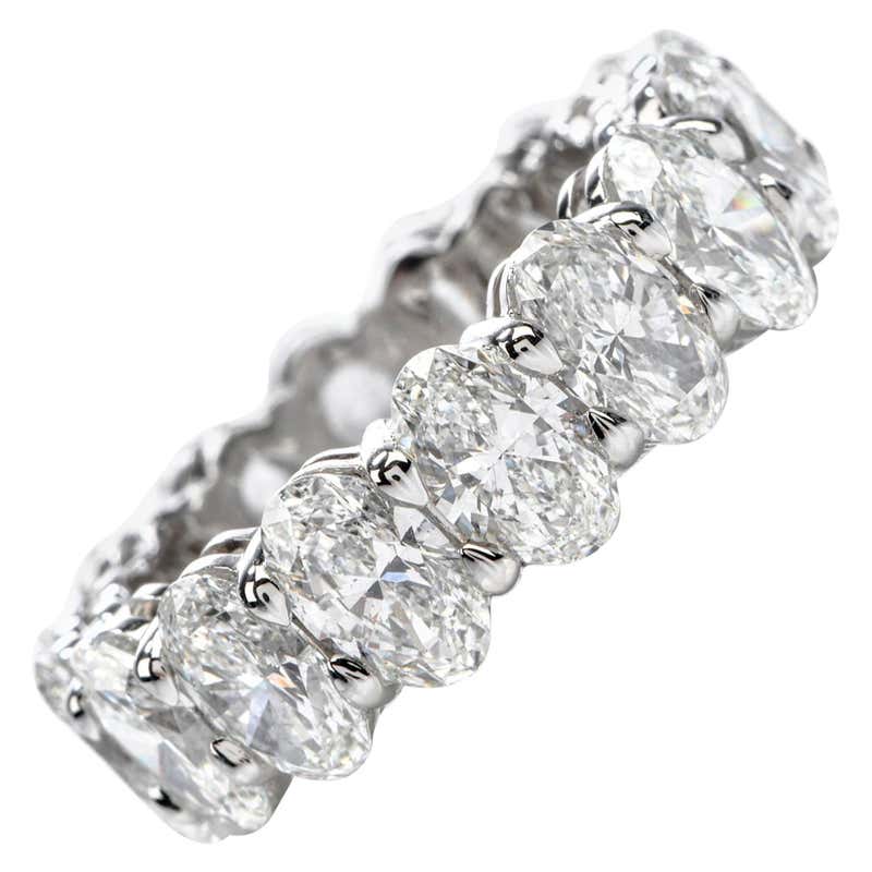 GIA 8.04 Carat Oval Diamond Platinum Eternity Band Ring For Sale at 1stDibs