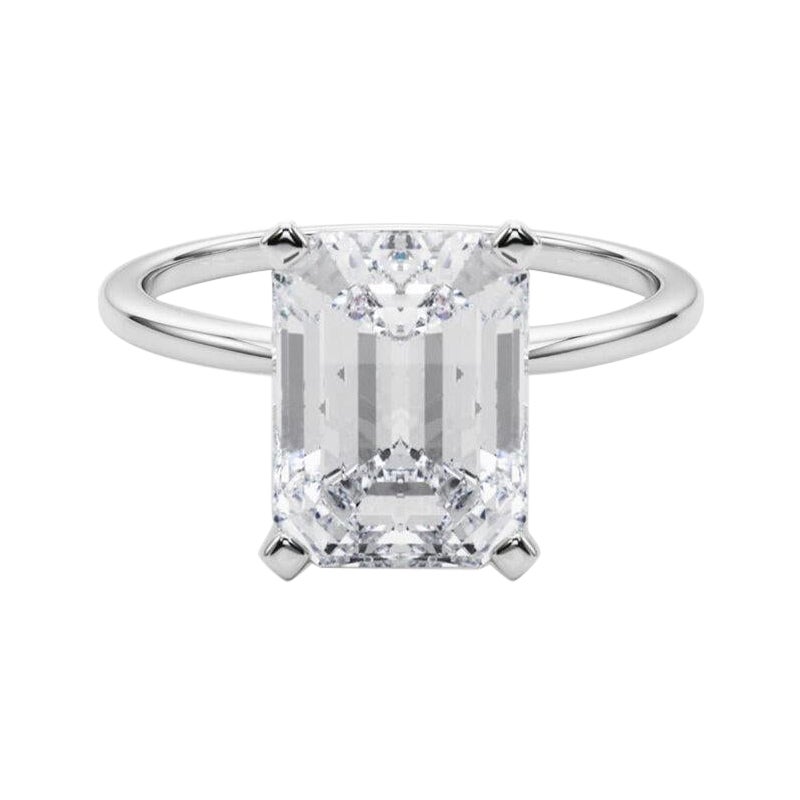 GIA 8,05ct Emerald Slim Band Prong Set Solitär 18K Weißgold Diamantring