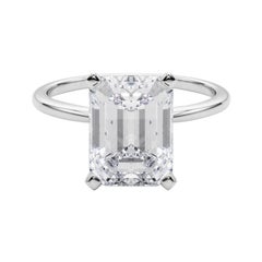 GIA Anillo de diamantes de oro blanco de 18 quilates con diamante solitario engastado y esmeralda de 8,05 quilates