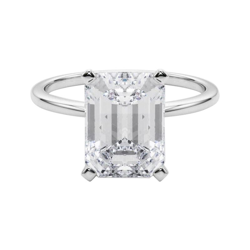 GIA 8,05ct Emerald Slim Band Prong Set Solitär 18K Weißgold Diamantring
