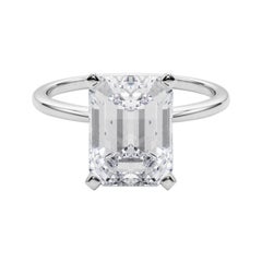 GIA Anillo de diamantes de oro blanco de 18 quilates con diamante solitario engastado y esmeralda de 8,05 quilates