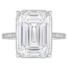 Bague à diamant GIA de 8,06 carats en taille émeraude