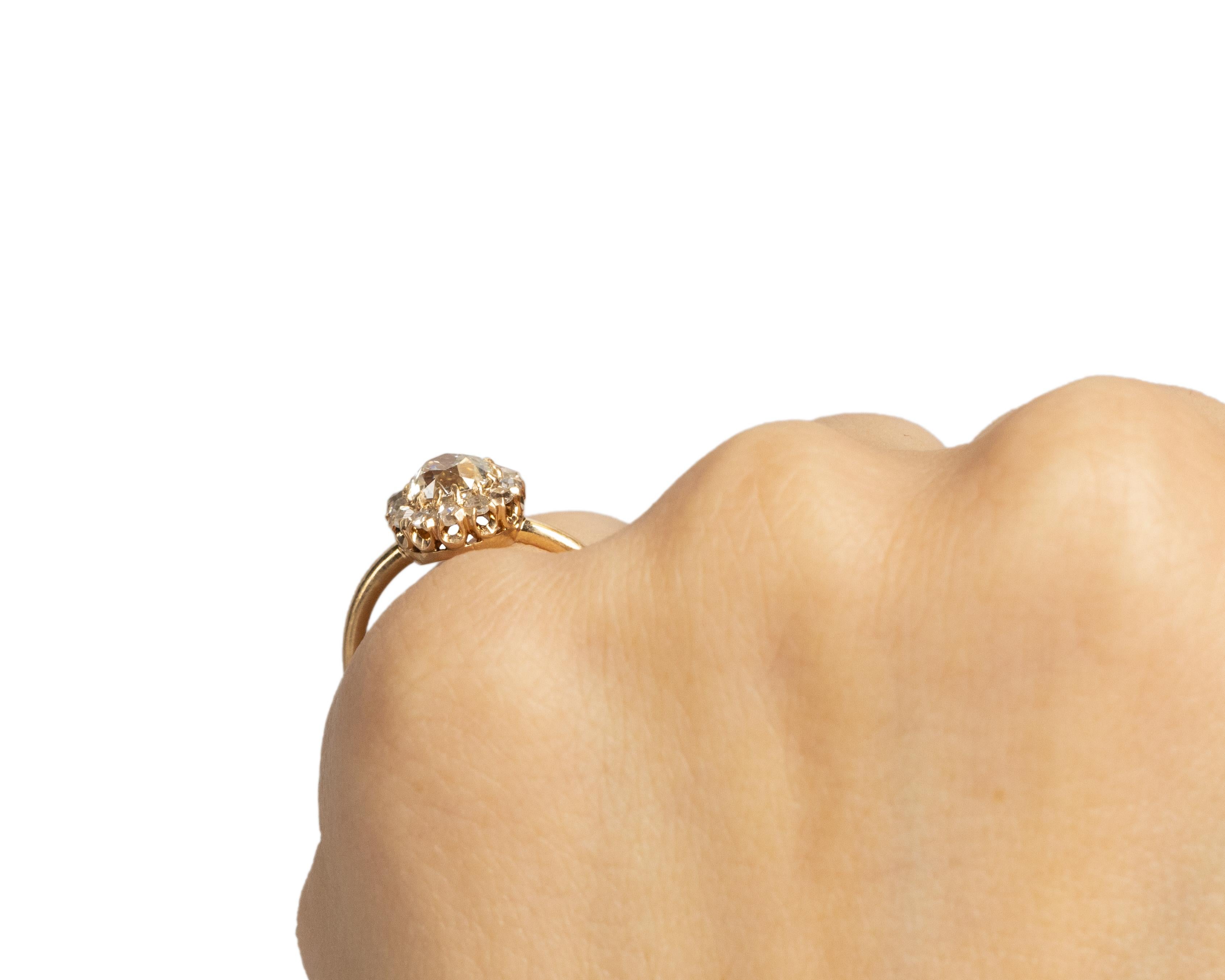 GIA .81 Carat Edwardian Diamond 14 Karat Yellow Gold Engagement Ring In Good Condition For Sale In Atlanta, GA