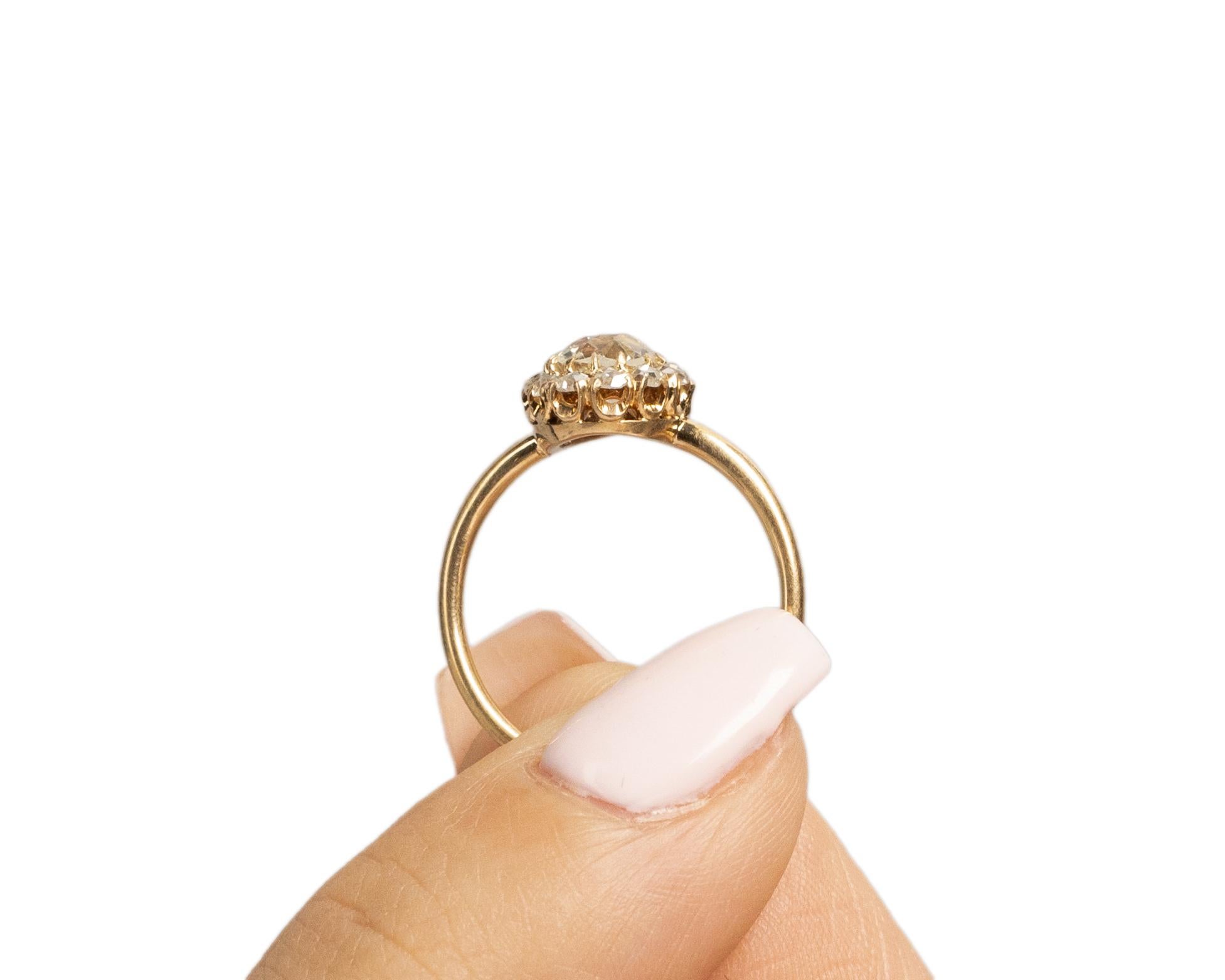 Women's GIA .81 Carat Edwardian Diamond 14 Karat Yellow Gold Engagement Ring For Sale