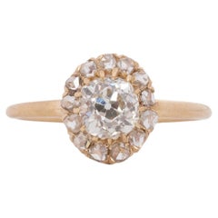 Antique GIA .81 Carat Edwardian Diamond 14 Karat Yellow Gold Engagement Ring