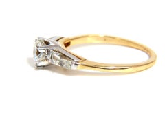 GIA .81 Carat Round Cut Diamond Ring Baguettes 14 Karat H/SI-1 No Black Pepper*