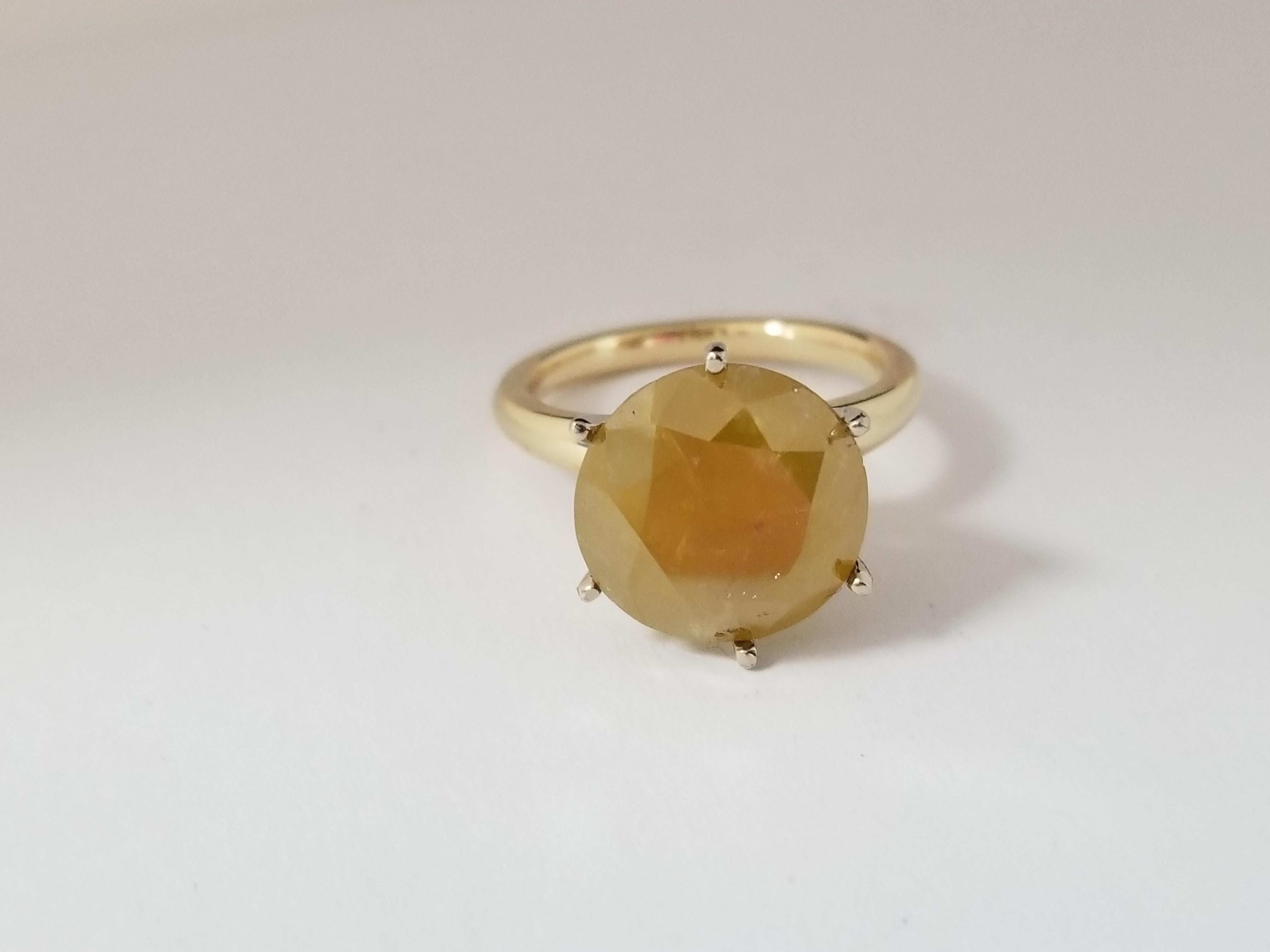 Round Cut GIA 8.17 Carat Natural Fancy Yellow Round Diamond Solitaire Yellow Gold Ring 14k For Sale