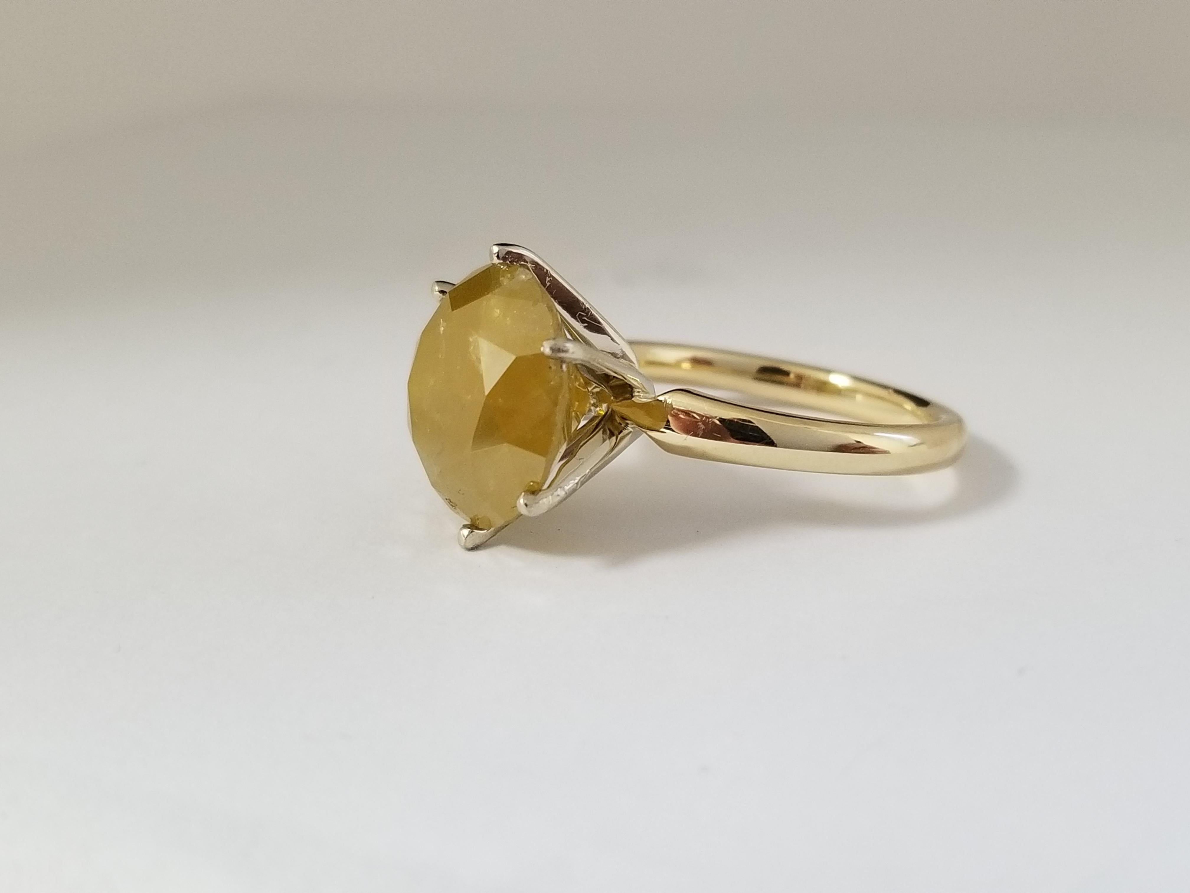 GIA 8.17 Carat Natural Fancy Yellow Round Diamond Solitaire Yellow Gold Ring 14k In New Condition For Sale In Great Neck, NY