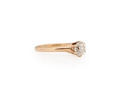 GIA .82 Carat Total Weight Edwardian Diamond 14Karat Yellow Gold Engagement Ring