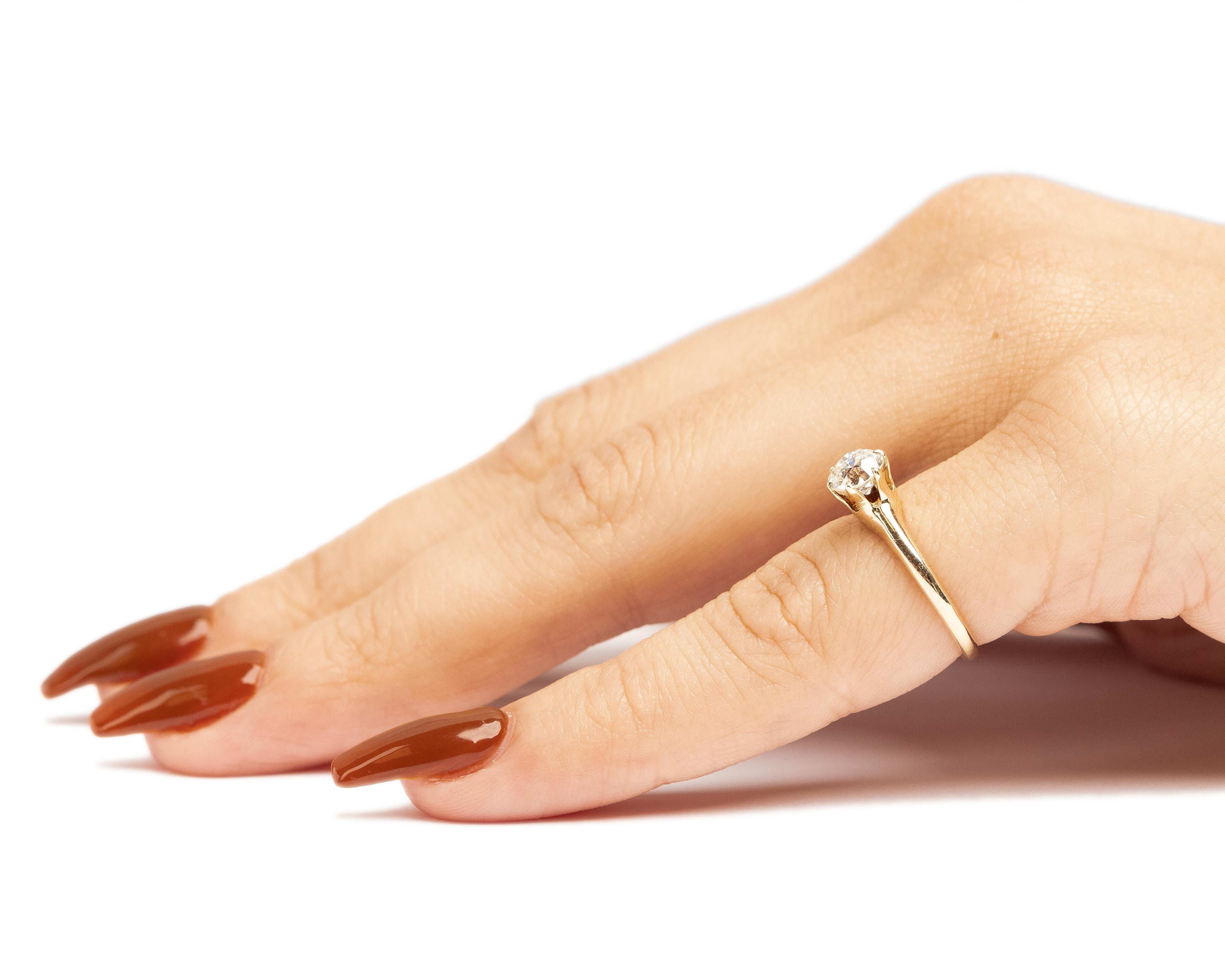 Women's GIA .82 Carat Total Weight Edwardian Diamond 14Karat Yellow Gold Engagement Ring For Sale