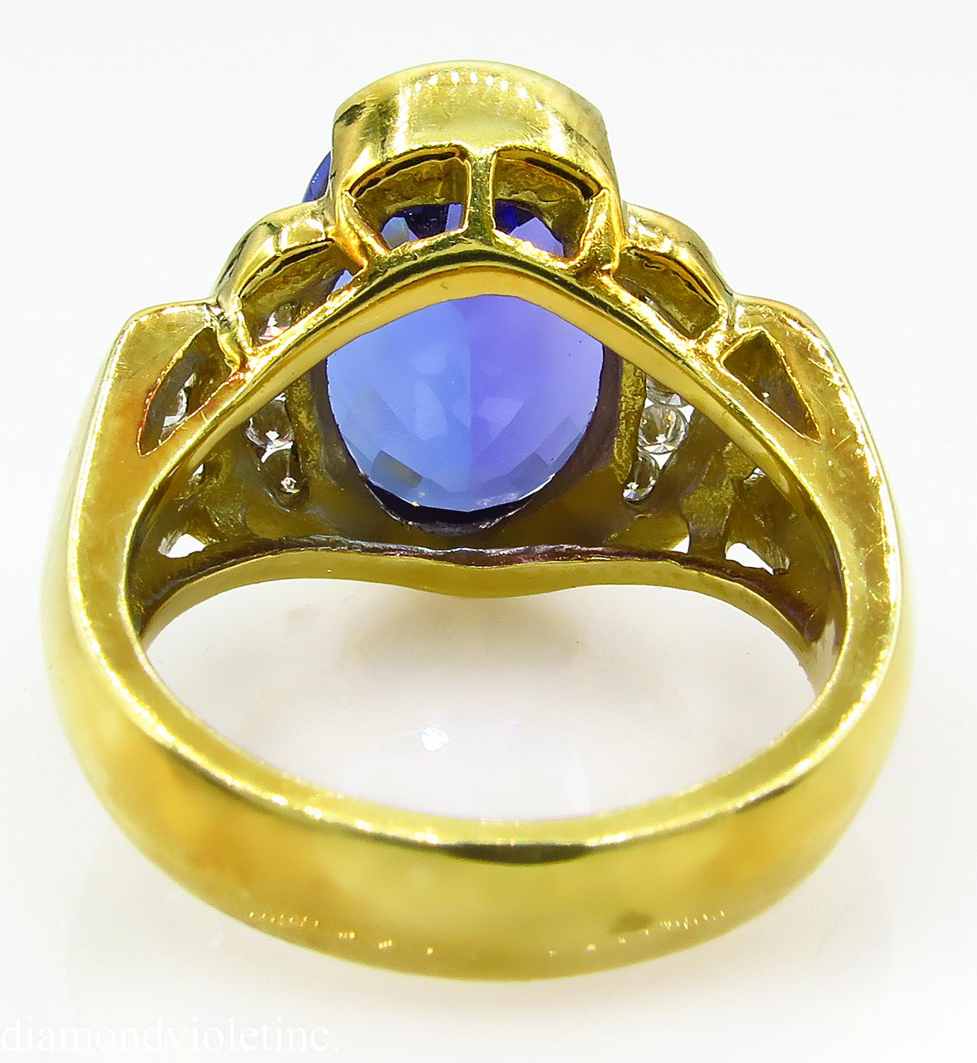 GIA 8.20 Carat Vintage Tanzanite Diamond Engagement Wedding Yellow Gold Ring 1
