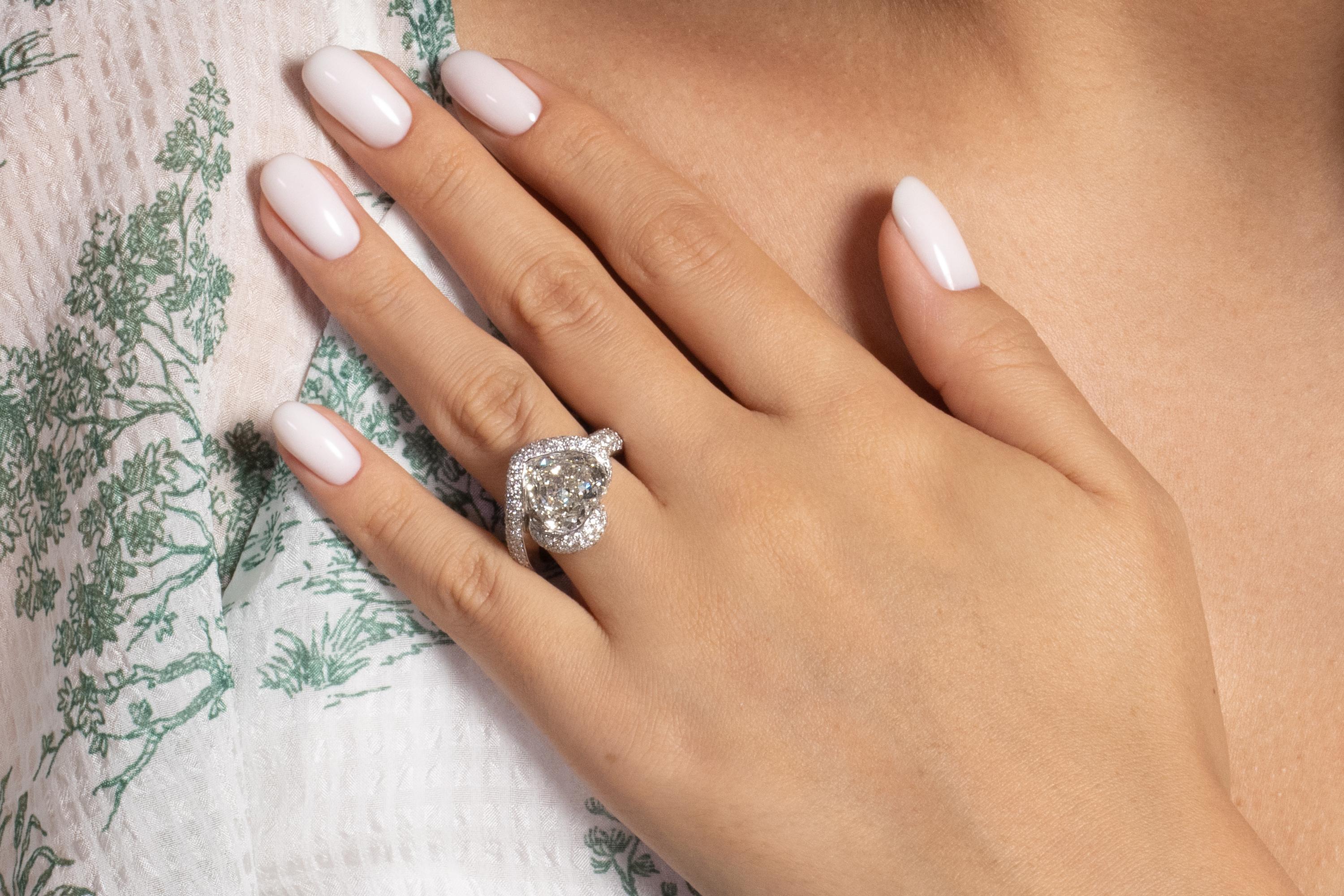 GIA 8.21ct Estate Heart Diamond 18k White Gold Engagement Anniversary Ring 6