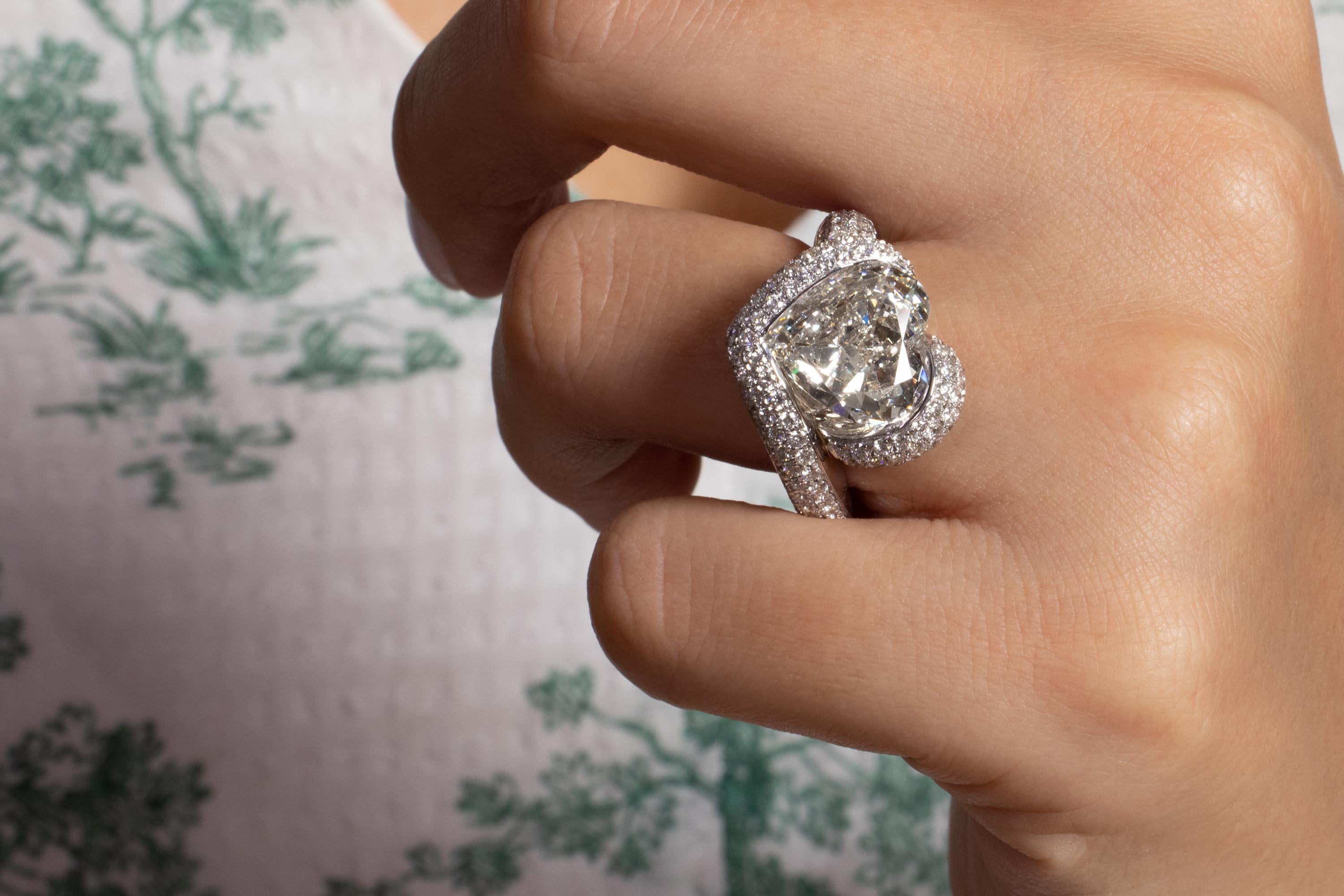 GIA 8.21ct Estate Heart Diamond 18k White Gold Engagement Anniversary Ring 11