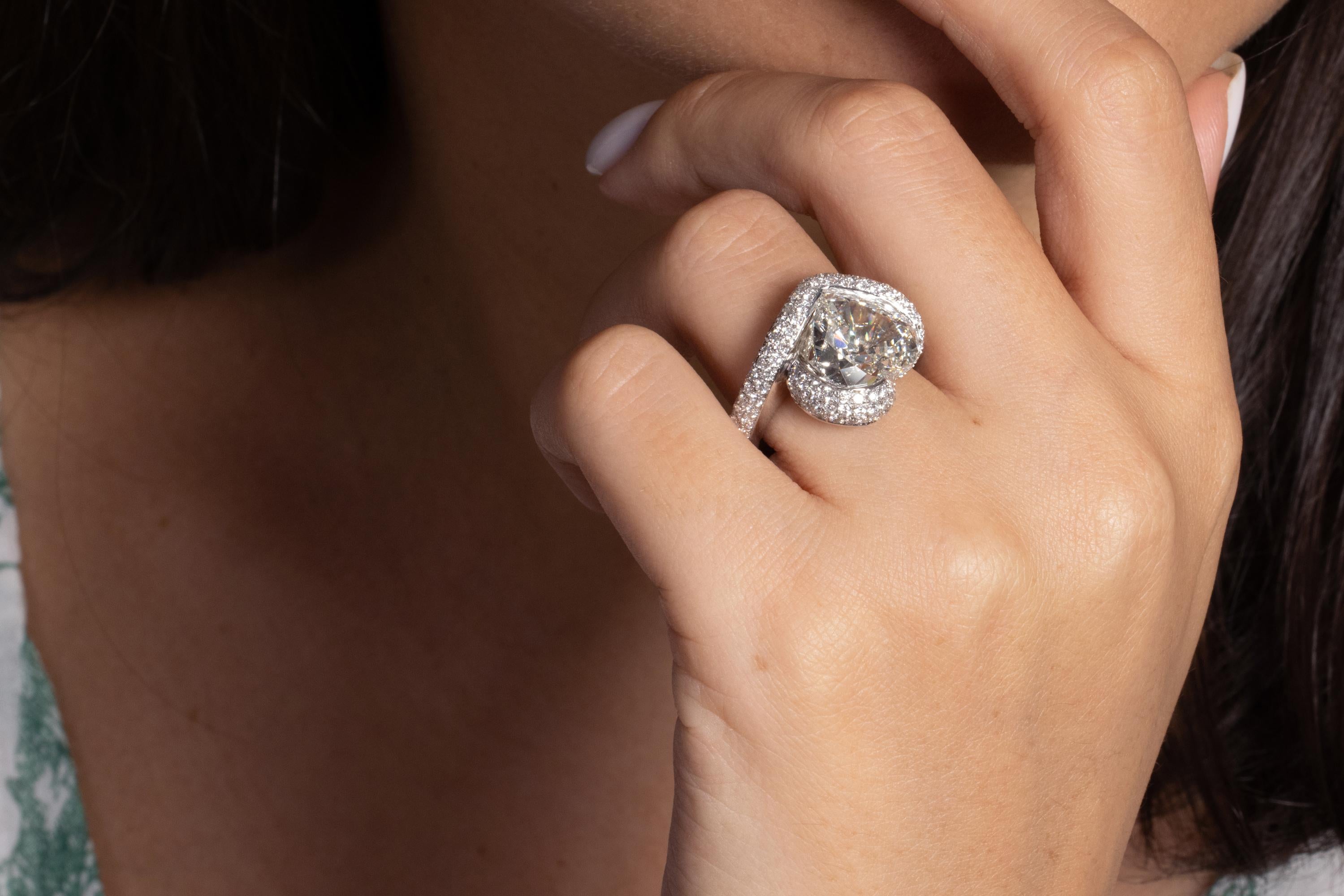 GIA 8.21ct Estate Heart Diamond 18k White Gold Engagement Anniversary Ring 12