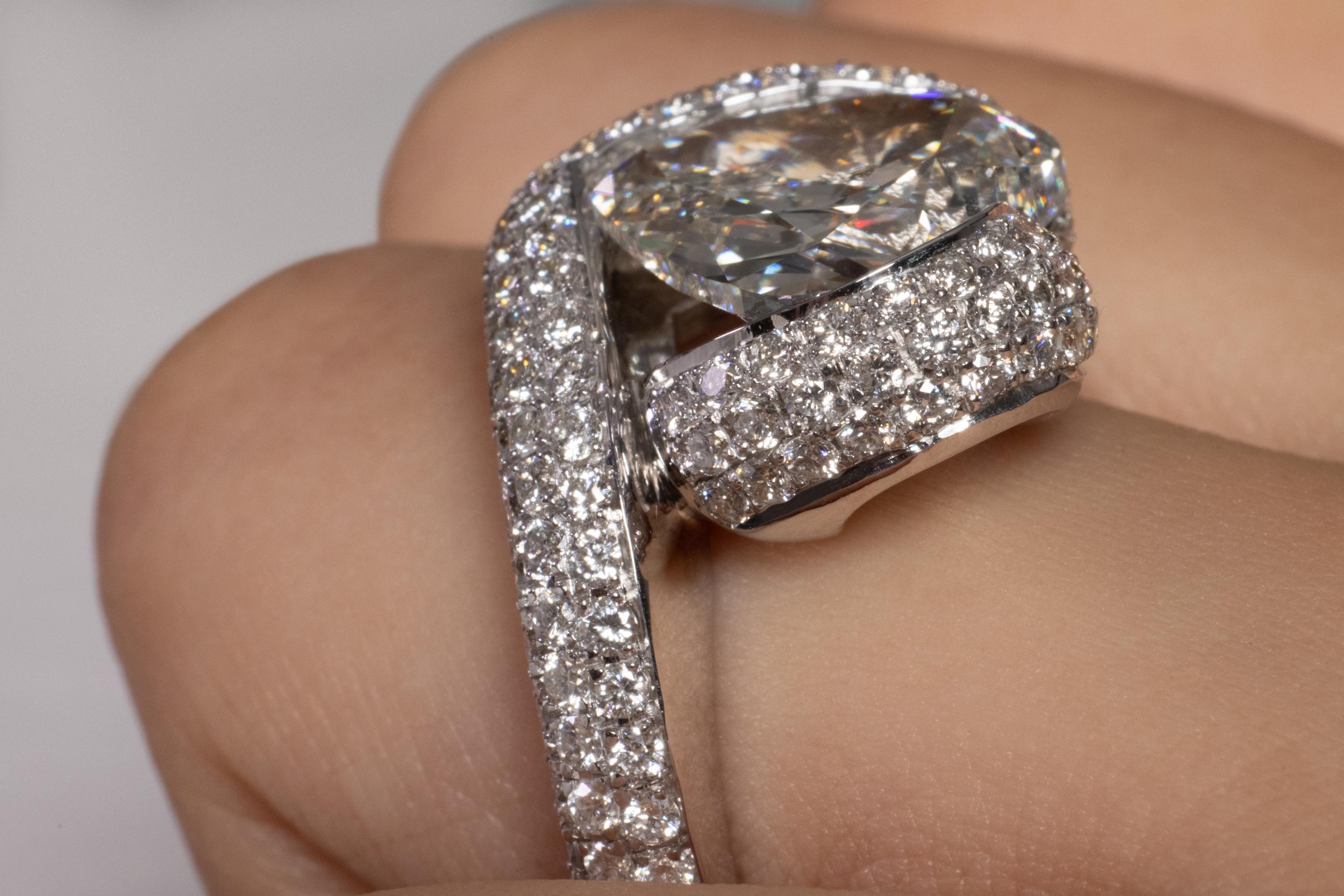 GIA 8.21ct Estate Heart Diamond 18k White Gold Engagement Anniversary Ring 13