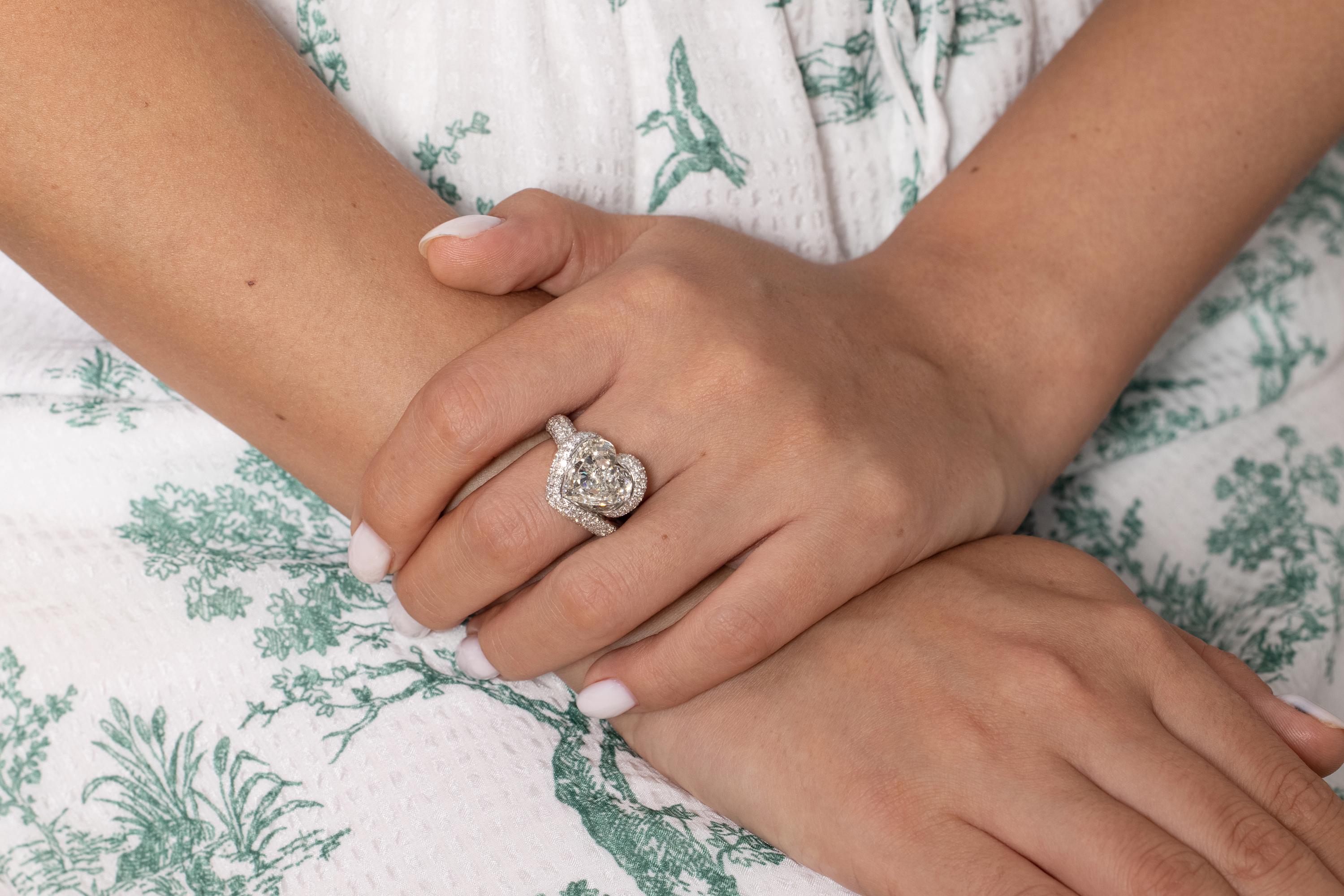 GIA 8.21ct Estate Heart Diamond 18k White Gold Engagement Anniversary Ring 14